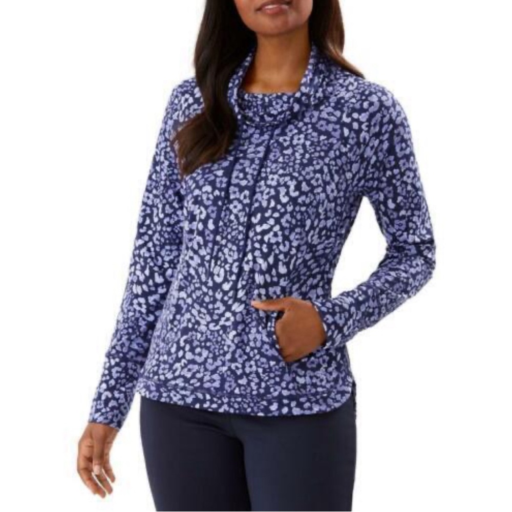 TOMMY BAHAMA Islandzone Pullover Blue Leopard Print Size Medium